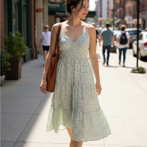 wild fable Dresses & Skirts - Wild Fable Light Green Floral Midi Dress
